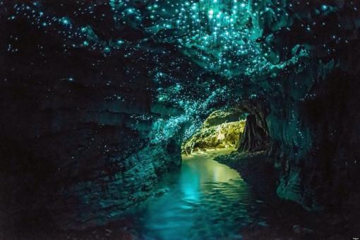 Светлячки в пещере в Новой Зеландии